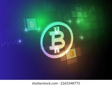3D bitcoin crypto technology abstract background. vector illustration. 