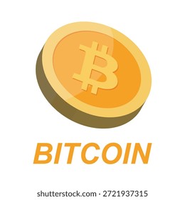 3D Bitcoin cryptocurrency vector isolated on white background. Blockchain bitcoin (BTC) sign coin logotype