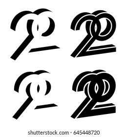 3d black 20 years number vector