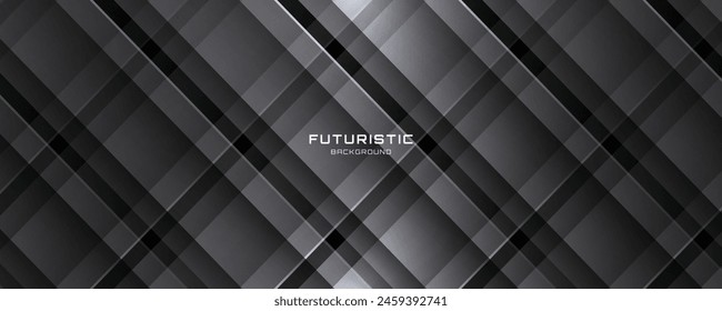 3D black abstract background overlap layer on dark space with polygon shape effect decoration. Modern graphic design element with cutout concept for web banner, flyer, card, cover, or brochure