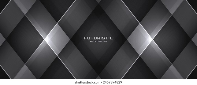 3D black abstract background overlap layer on dark space with polygon shape effect decoration. Modern graphic design element with cutout concept for web banner, flyer, card, cover, or brochure