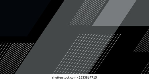 3D black abstract background overlap layer on dark space with lines shape effect decoration. Modern