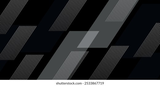 3D black abstract background overlap layer on dark space with lines shape effect decoration. Modern