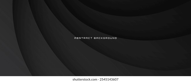 3D black abstract background overlap layer on dark space with flowing waves effect decoration. Modern graphic design element cutout style concept for web banner, flyer, card, or brochure cover
