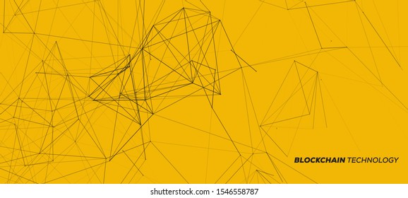 3D Black Abstract Mesh on Yellow Background with Circles, Lines and Shapes | EPS10 Design Layout for Your Business