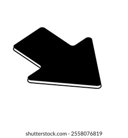 3D black arrow pointing right, isolated on a white background.