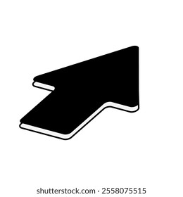 3D Black arrow symbol on a plain white background.