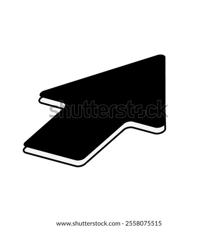 3D Black arrow symbol on a plain white background.