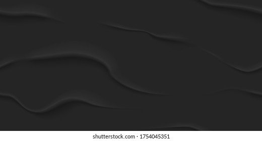 3d papel pegado negro malo sin costuras de fondo. Hojas de papel humedecidas y arrugadas con textura cruzada. Perfecto para el diseño de fondos de páginas web, afiches de burla. Ilustración vectorial realista
