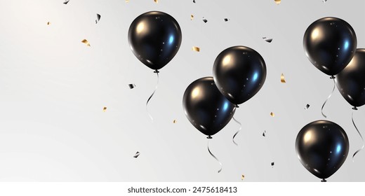 3d black balloon design background vector banner template beautiful illustration