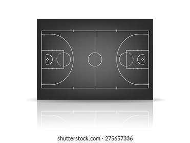 3d black basketball court. Vector EPS10 illustration. 