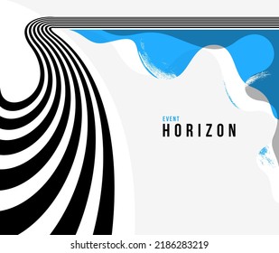 3D black and blue lines in perspective abstract vector background, linear perspective illustration op art.