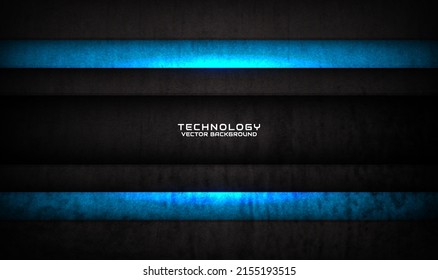 3D black blue techno abstract background overlap layer on dark space with grunge texture effect decoration. Graphic design element future style concept for flyer, card, brochure cover, or landing page