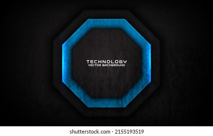 3D black blue techno abstract background overlap layer on dark space with grunge texture effect decoration. Graphic design element future style concept for flyer, card, brochure cover, or landing page