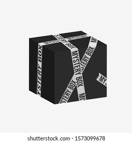 3d Black box with masking tape vector illustration