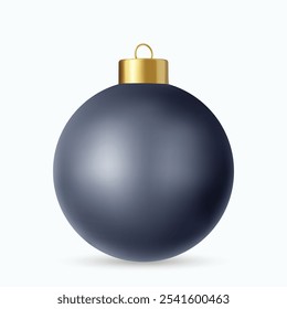 3d black Christmas ball Isolated on white background. . New year toy decoration. Holiday decoration element. 3d rendering. Vector illustration