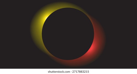 Plano de fundo de quadros de círculos pretos 3D definido no espaço de cópia escura. Decoração de luzes coloridas. Elemento de design gráfico moderno mínimo com conceito de estilo brilhante para web, cartaz, folheto, cartão ou capa de brochura