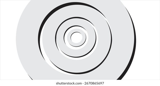 3d black concentric circles pattern white background