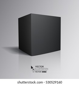 3d Black Cube.  Black Box. Vector For Your Graphic Design.