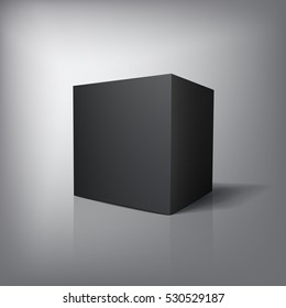 3d Black Cube.  Black Box. Vector For Your Graphic Design.