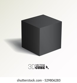 3d Black Cube On A White Background.  Black Box. Vector For Your Graphic Design.