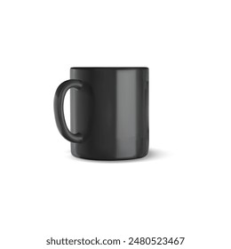 Taza negra 3d para beber, icono del logotipo del Vector