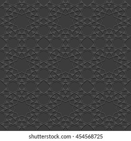 3d Black Ethnic Seamless Pattern. Abstract Geometric Wallpaper. Vector Background