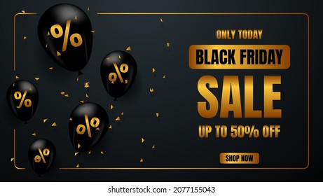 3d black friday banner design with black and gold color
