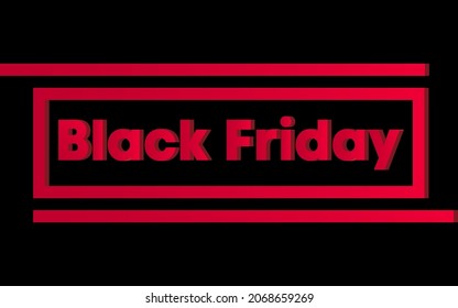 Banner rojo del viernes negro en 3D con líneas. Venta con retangule para el descuento
