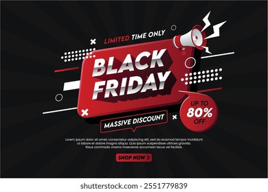 3d black friday sale background full vector