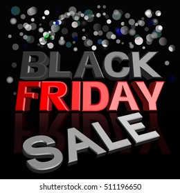 3D Black friday sale background on lights bokeh 
and reflection
