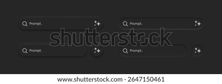 3D black generative AI bar isolated on a background. AI generates.  Elegant neumorphic buttons. Element for website, mobile app, and navigation. Neumorphism design style. Vector illustration.