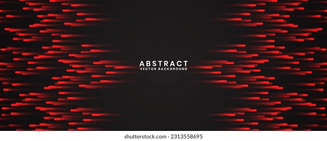 3D black geometric abstract background overlap layer on dark space with red rounded lines decoration. Modern graphic design element striped style concept for banner, flyer, card, or brochure cover