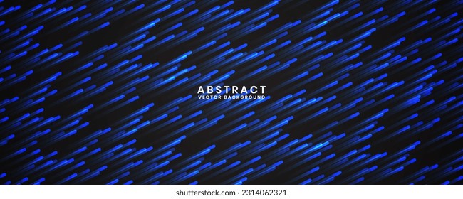 La capa de superposición de fondo abstracto geométrico 3D en el espacio oscuro con la decoración de líneas redondeadas azules. Diseño gráfico moderno concepto de estilo rayado de elementos para banner, volante, tarjeta o portada