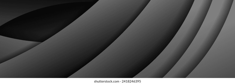 3D black geometric abstract background overlapping layers on dark space with wave shape decoration Cutout modern minimalist graphic design element. vector