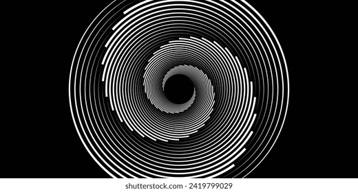 3D black geometric abstract background overlap layer on dark space with waves lines decoration. Minimalist modern graphic design element cutout style concept for banner, flyer, card, cirle line