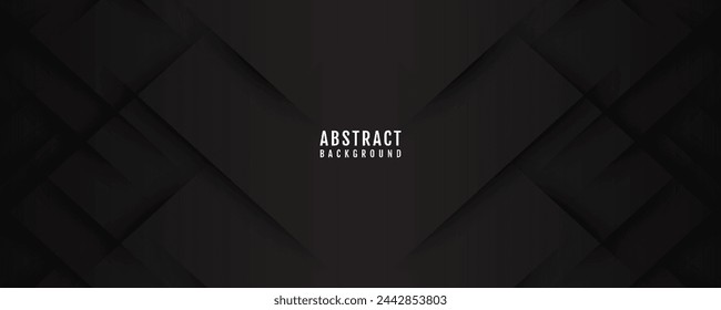 3D black geometric abstract background overlap layer on dark space with sliced shape decoration. Modern graphic design element cutout style concept for web banner, flyer, card, or brochure cover