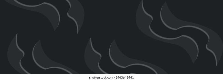3D black geometric abstract background overlapping layers on dark space with wave shape decoration. for banners, flyers, cards or brochures. vector