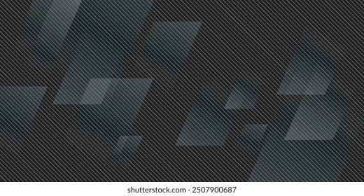 3D schwarzen geometrischen abstrakten Hintergrund Überlappungsschicht auf dunklem Raum mit diagonalen Linien Dekoration. Modernes Grafikdesign mit gestreiftem Stil für Banner, Flyer, Karte, Broschüre oder Landing Page