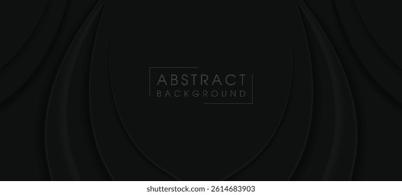 3d black geometric abstract background overlap layer on dark space with waves decoration. Minimalist modern graphic design element cutout style concept for banner, flyer, card, or brochure cover