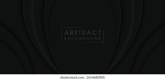 3d black geometric abstract background overlap layer on dark space with waves decoration. Minimalist modern graphic design element cutout style concept for banner, flyer, card, or brochure cover