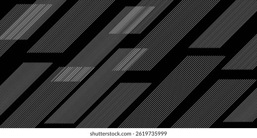 3D black geometric abstract background overlap layer on dark space with diagonal lines decoration. Modern graphic design element striped style for banner, flyer, card, brochure cover, or landing page