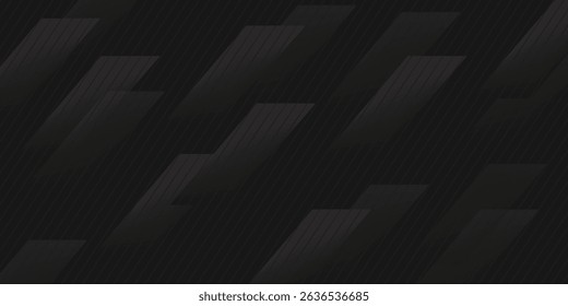 3D black geometric abstract background overlap layer on dark space with diagonal lines decoration. Modern graphic design element striped style for banner, flyer, card, brochure cover, or landing page