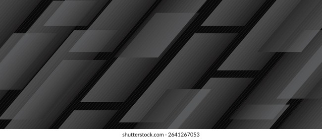 3D black geometric abstract background overlap layer on dark space with diagonal lines decoration. Modern graphic design element striped style for banner, flyer, card, brochure cover