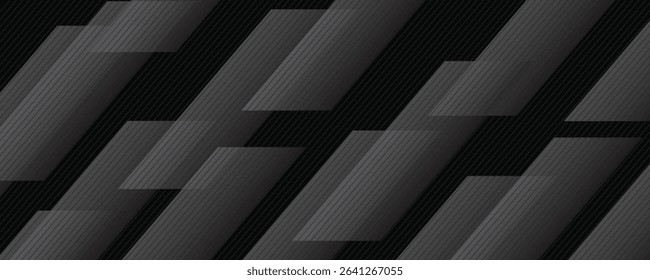 3D black geometric abstract background overlap layer on dark space with diagonal lines decoration. Modern graphic design element striped style for banner, flyer, card, brochure cover