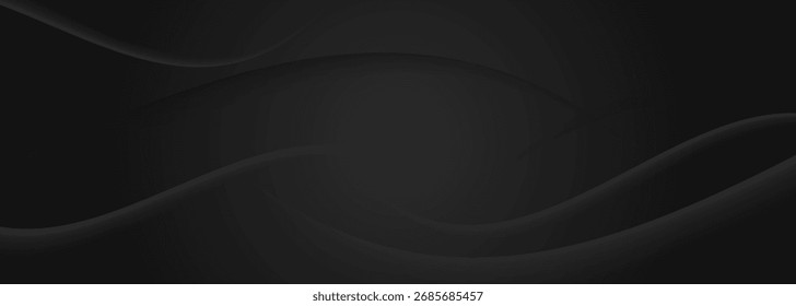 El fondo abstracto geométrico negro 3D se superpone a la capa en el espacio oscuro con la decoración de la forma de las ondas. Concepto moderno minimalista del estilo del recorte del elemento del Diseño gráfico para el Anuncio, el volante, la tarjeta, o la cubierta del folleto