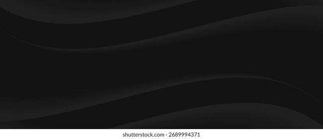 El fondo abstracto geométrico negro 3D se superpone a la capa en el espacio oscuro con la decoración de la forma de las ondas. Concepto moderno minimalista del estilo del recorte del elemento del Diseño gráfico para el Anuncio, el volante, la tarjeta, o la cubierta del folleto