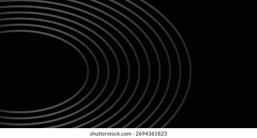 3D black geometric abstract background overlap layer on dark space with waves lines decoration. Minimalist modern graphic design element cutout style concept for banner, flyer, card.
