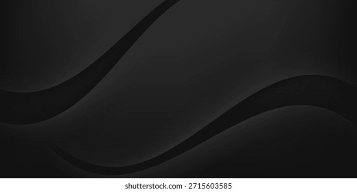 El fondo abstracto geométrico negro 3D se superpone a la capa en el espacio oscuro con la decoración de la forma de las ondas. Concepto moderno minimalista del estilo del recorte del elemento del Diseño gráfico para el Anuncio, el volante, la tarjeta, o la cubierta del folleto