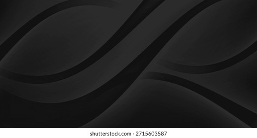 El fondo abstracto geométrico negro 3D se superpone a la capa en el espacio oscuro con la decoración de la forma de las ondas. Concepto moderno minimalista del estilo del recorte del elemento del Diseño gráfico para el Anuncio, el volante, la tarjeta, o la cubierta del folleto